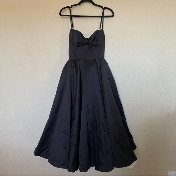 House of CB XS D-DD 'Mademoiselle'‎ Black Satin Tulle Midi Dress NWOT - Picture 4 of 10